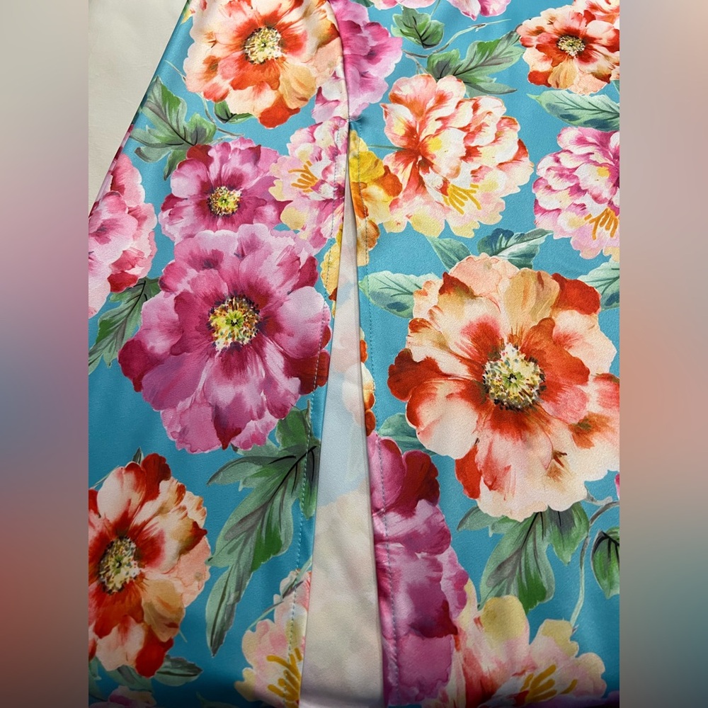 IRIS Floral Gardens Slit Asymmetric Maxi Body-con Dress Women’s size Small - Picture 12 of 16